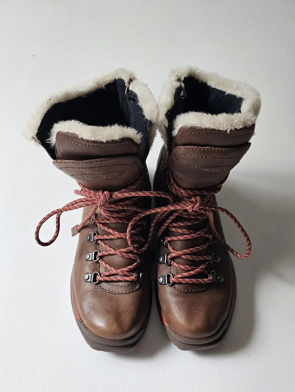 Merrell Astoria Mid Waterproof Winter Boots Brown Faux Fur Leather Women's US 6